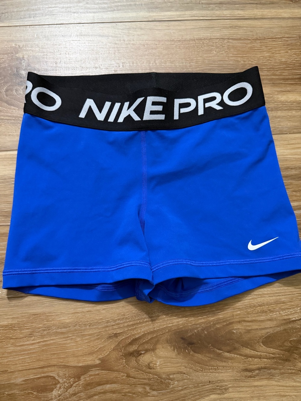 Nike Pro Royal Blue Women's Dri-fit Shorts with Black Waistband size Small